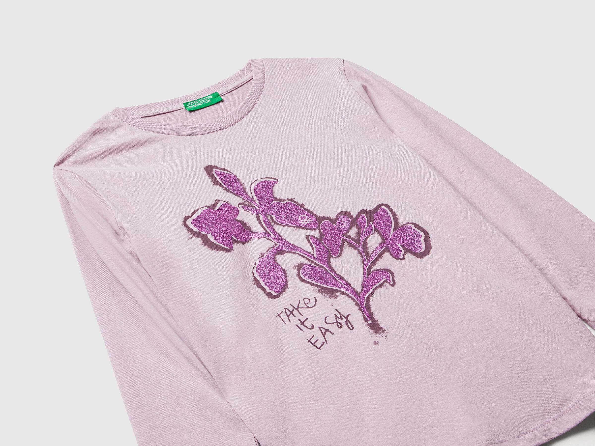 United Colors Of Benetton / Лонгслив c принтом для девочки - фото 3