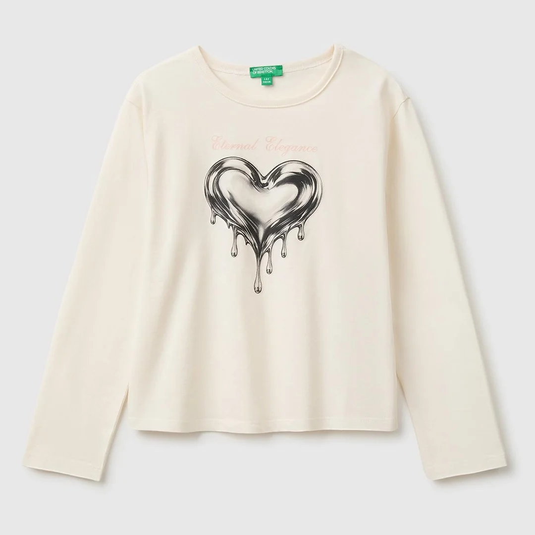 United Colors Of Benetton / Лонгслив с принтом для девочки