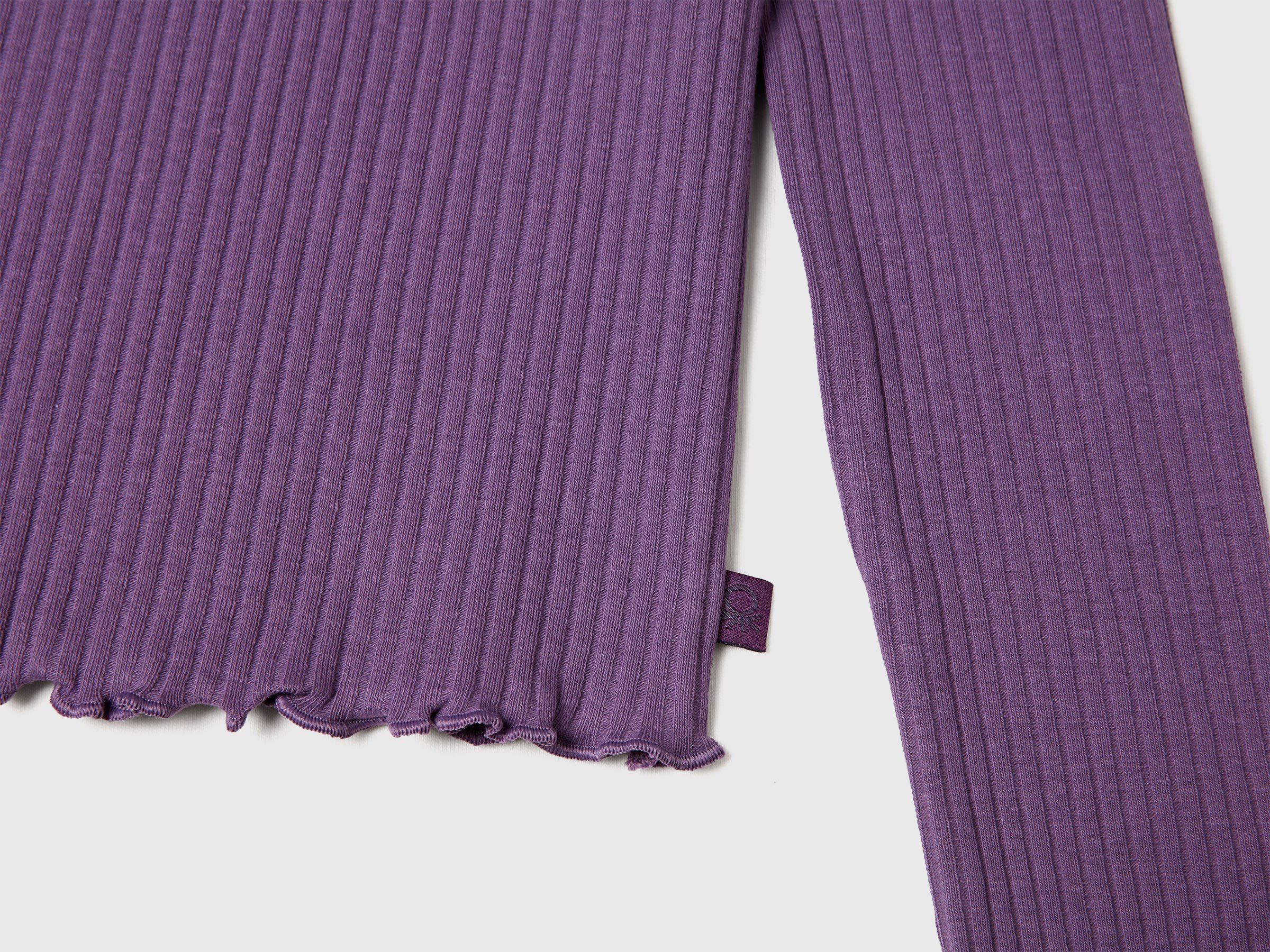 United Colors Of Benetton / Лонгслив в рубчик для девочки - фото 3