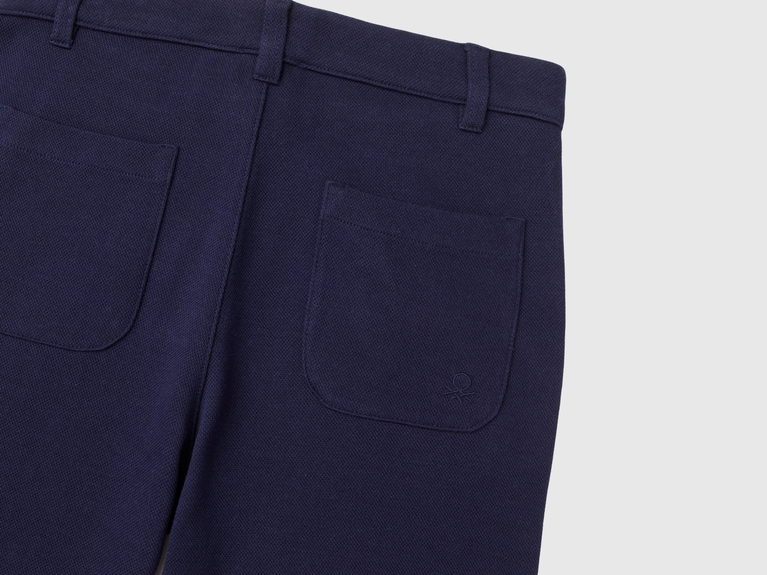 United Colors Of Benetton / Брюки из ткани пике темно-синие для мальчика - фото 3