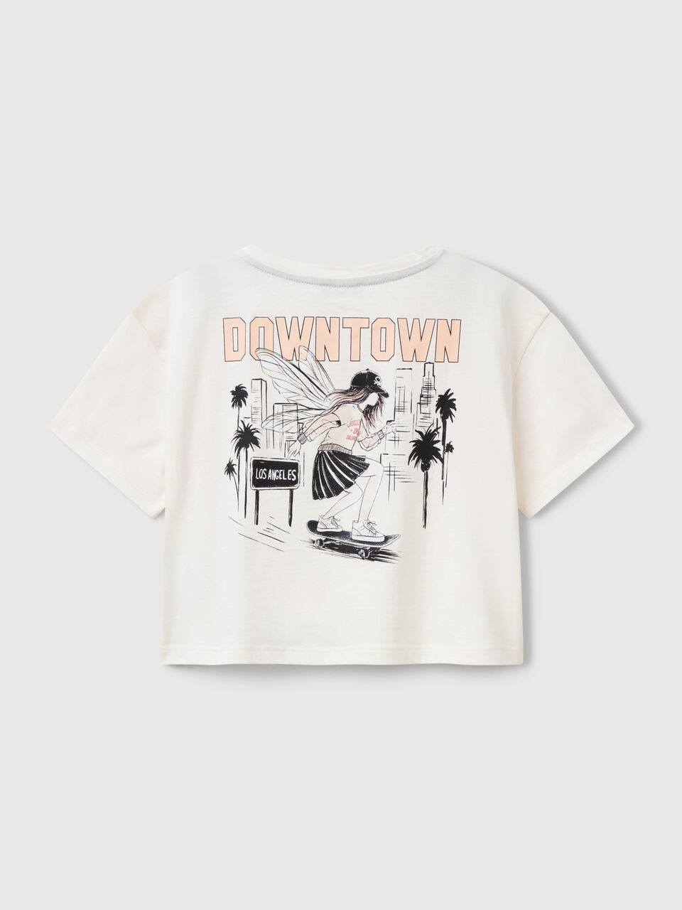 United Colors Of Benetton / Укороченная футболка с принтом на спине для девочки