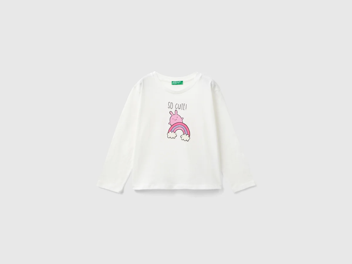 United Colors Of Benetton / Лонгслив с принтом для девочки