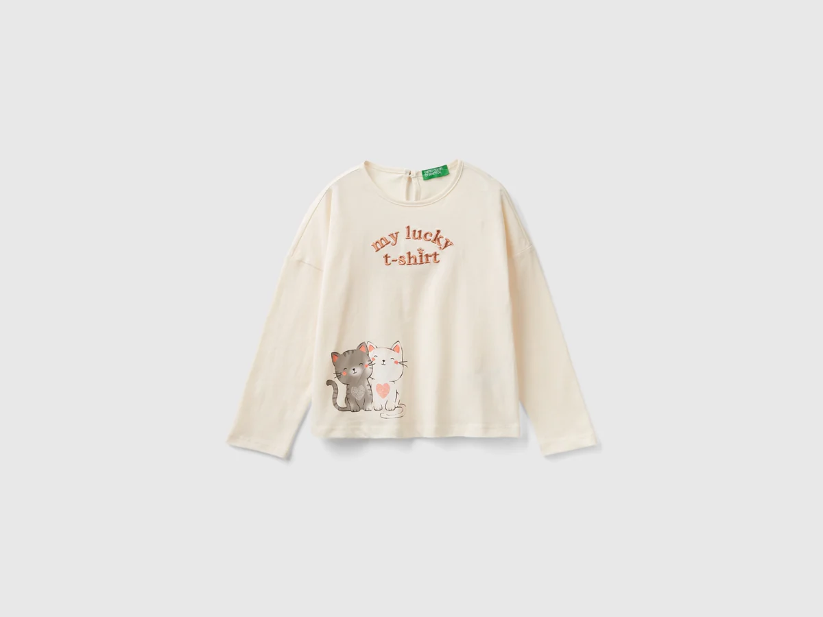 United Colors Of Benetton / Лонгслив с принтом для девочки