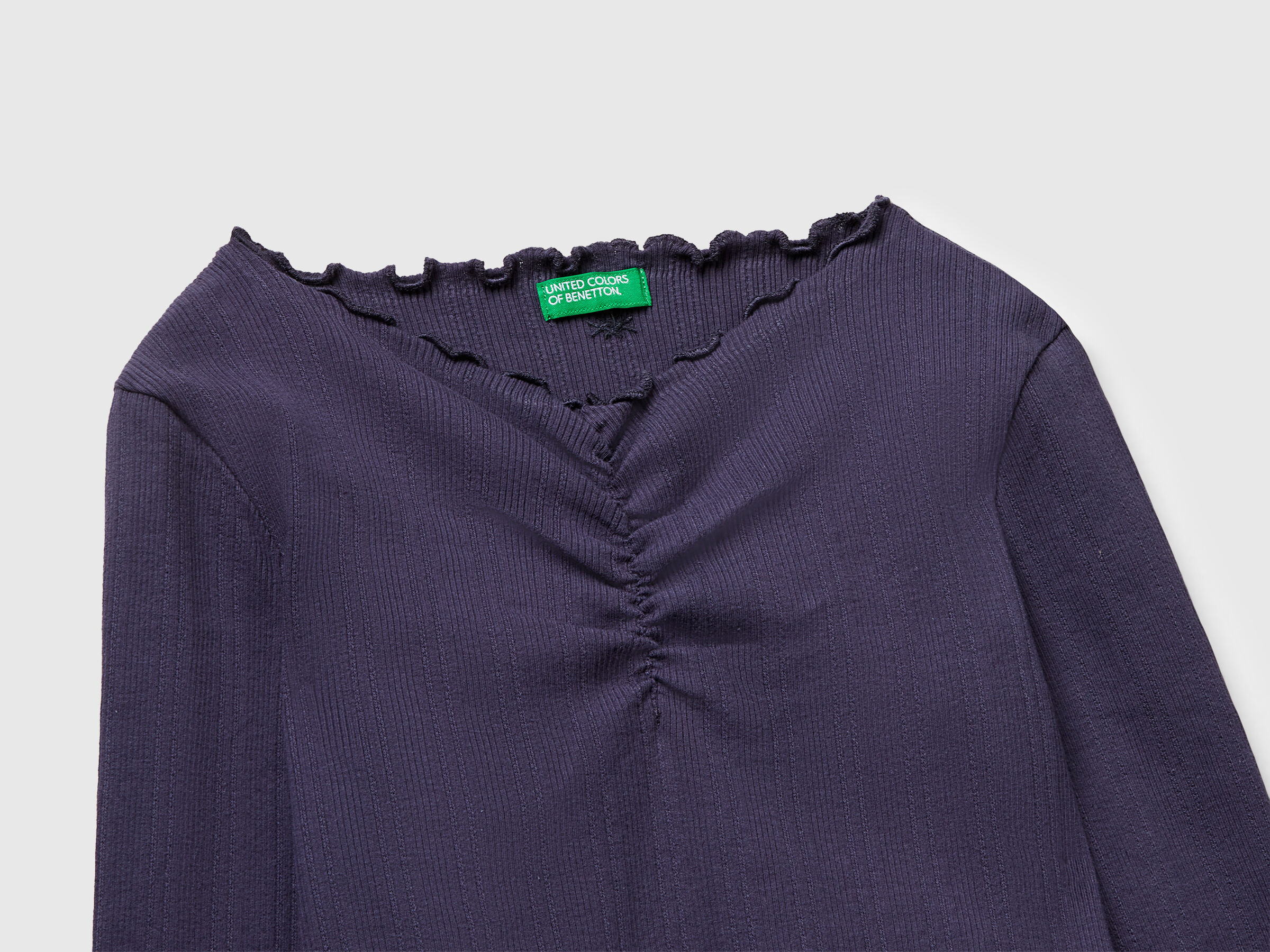 United Colors Of Benetton / Лонгслив в рубчик для девочки - фото 3