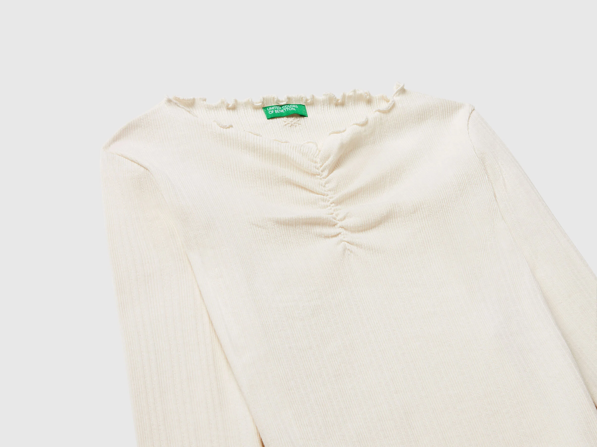 United Colors Of Benetton / Лонгслив в рубчик для девочки - фото 3