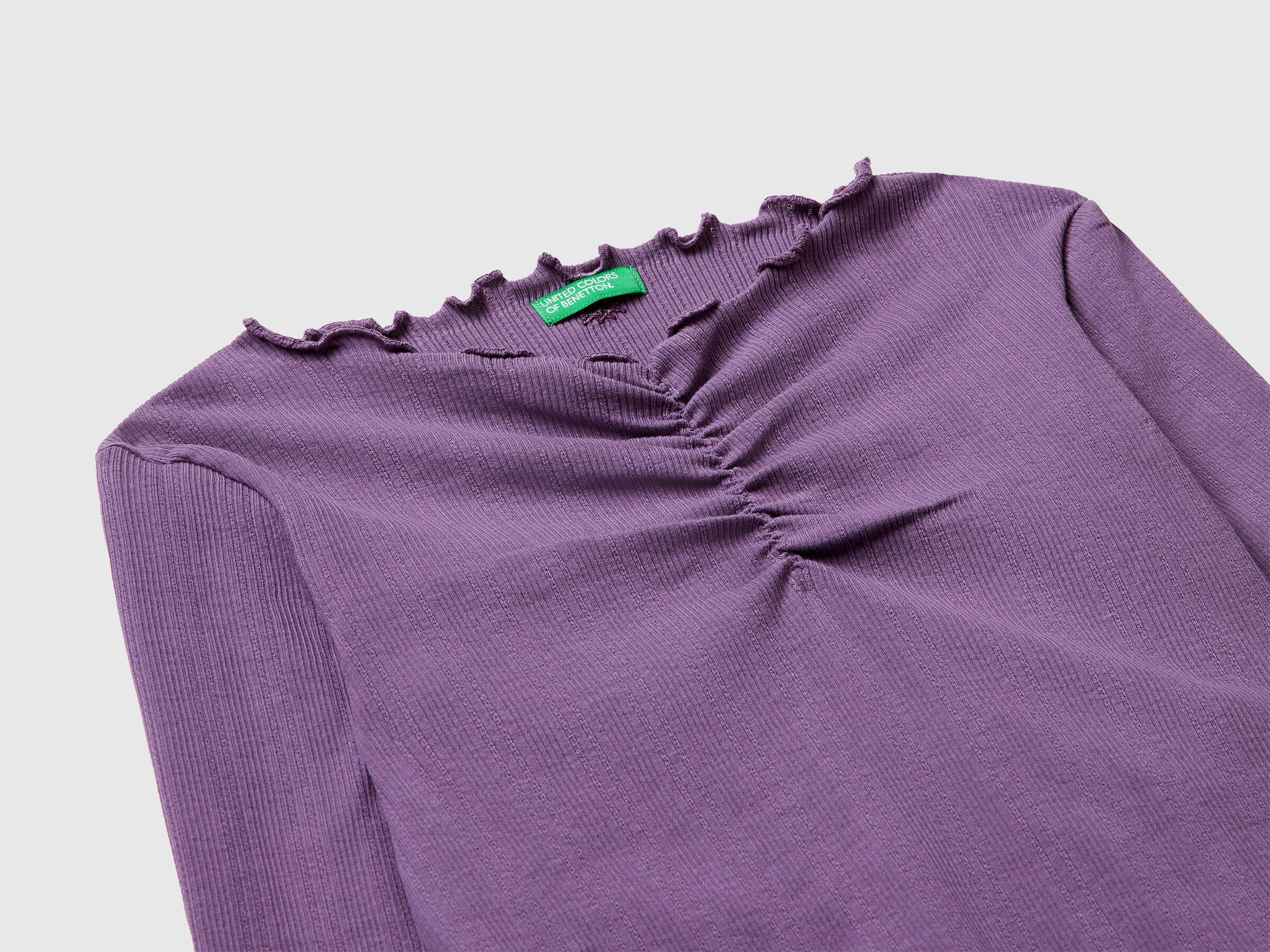 United Colors Of Benetton / Лонгслив в рубчик для девочки - фото 3