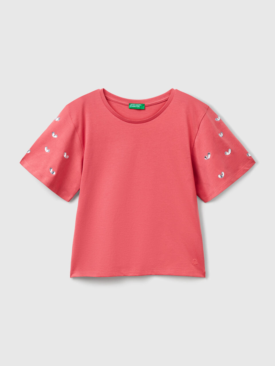 United Colors Of Benetton / Футболка со стразами на рукавах для девочки