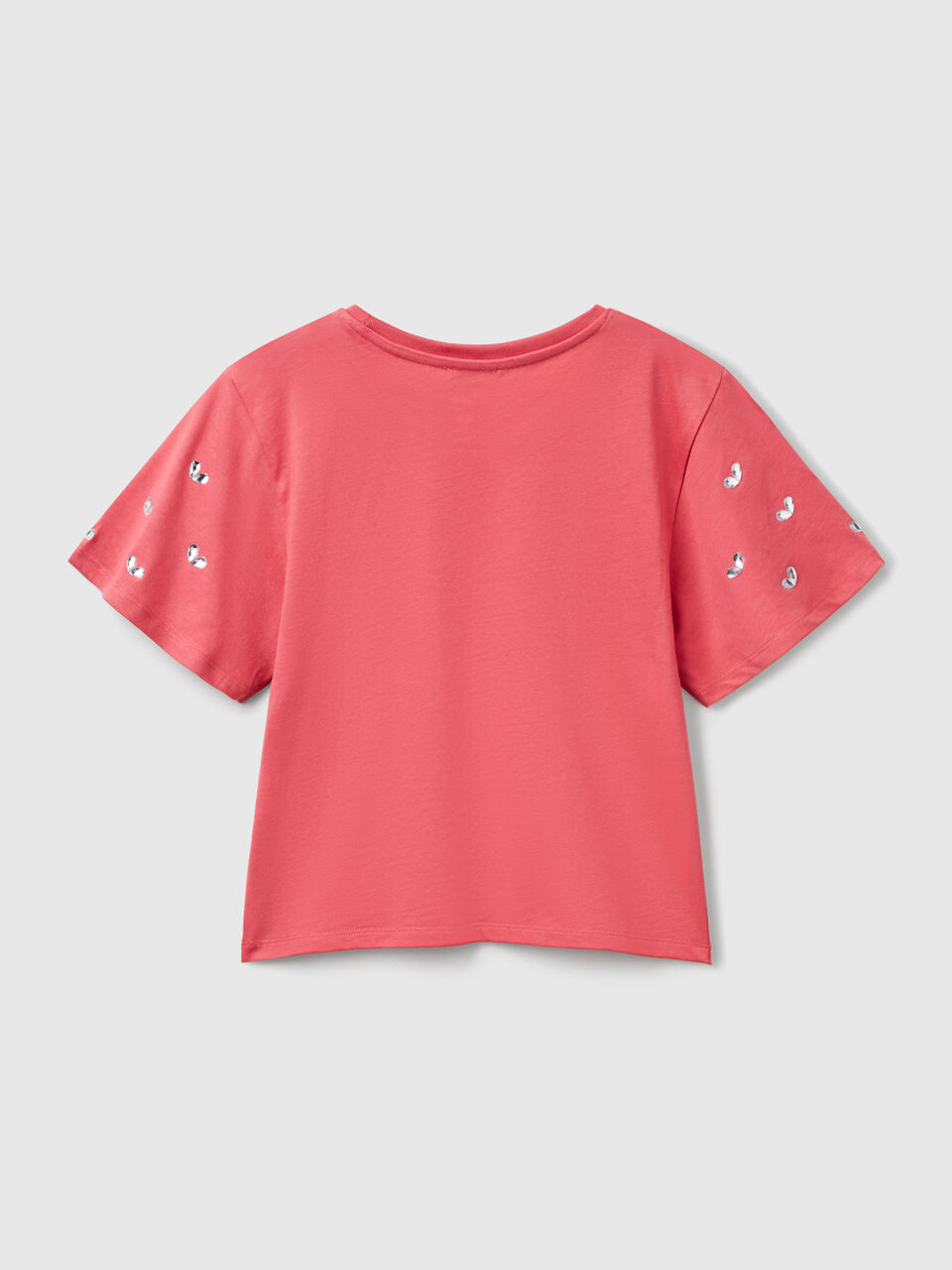 United Colors Of Benetton / Футболка со стразами на рукавах для девочки - фото 2