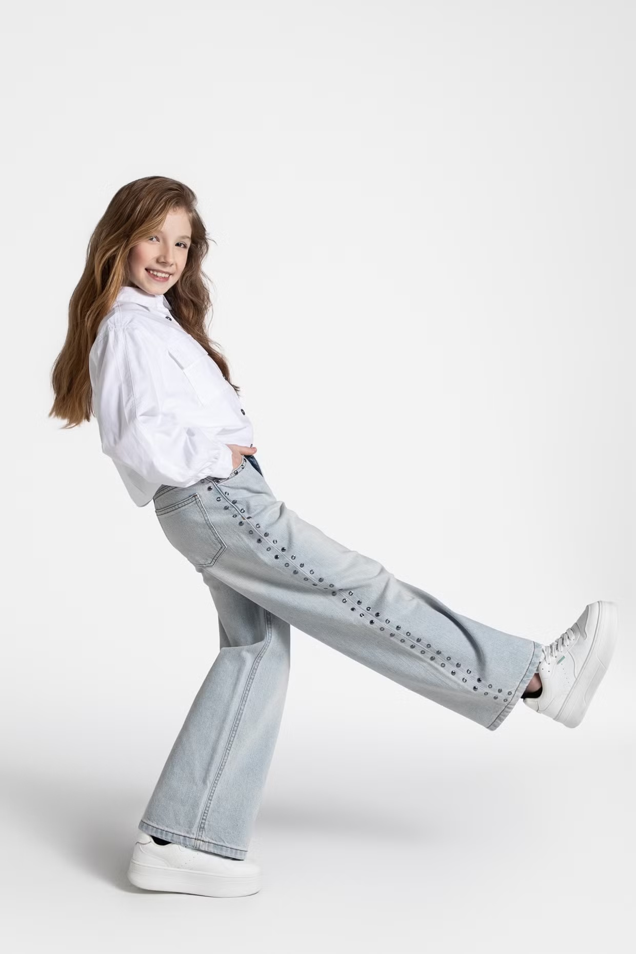 Coccodrillo / Джинсы палаццо с декоративными элементами для девочки