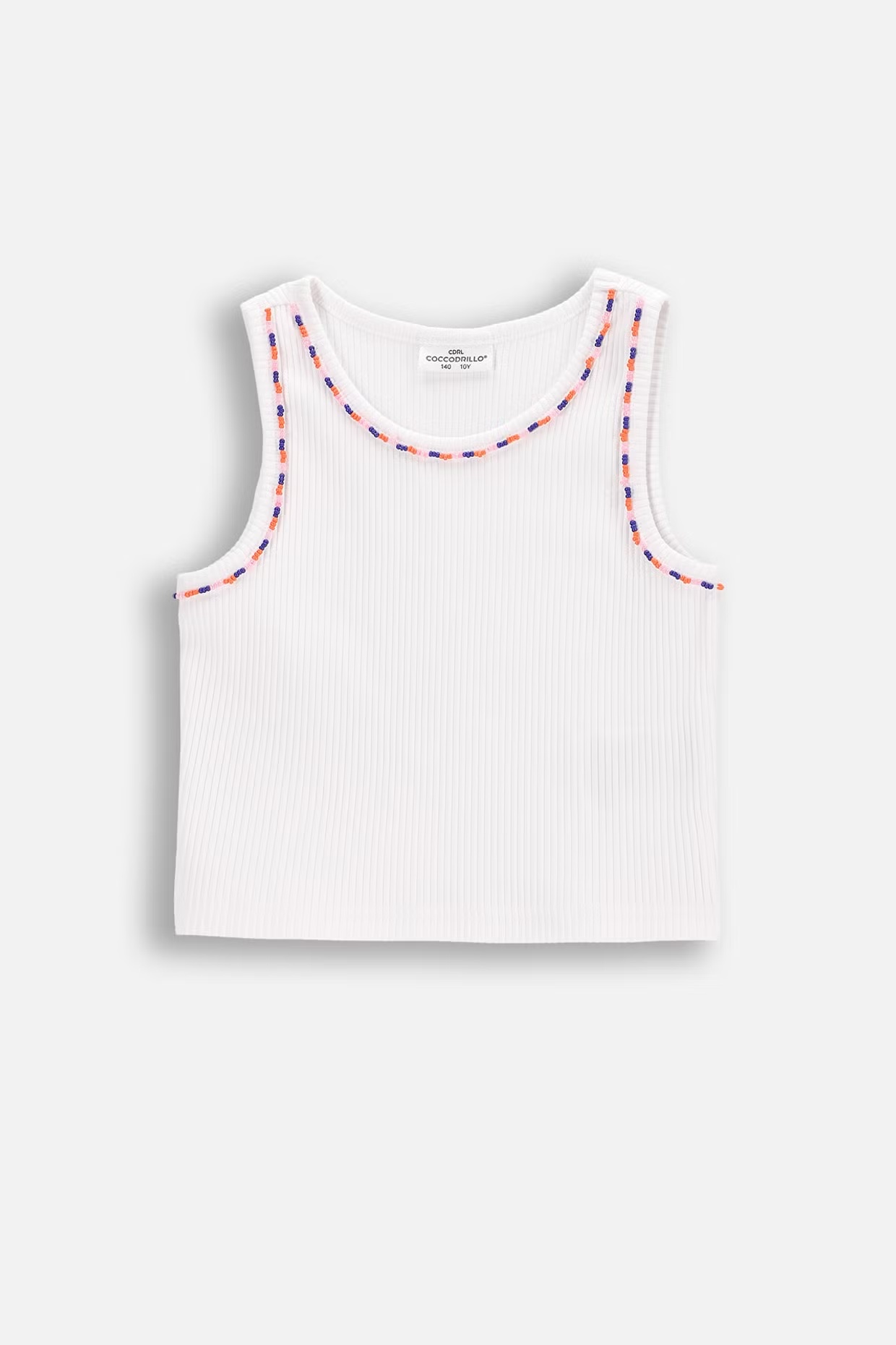 Coccodrillo / Топ в рубчик с бисером для девочки