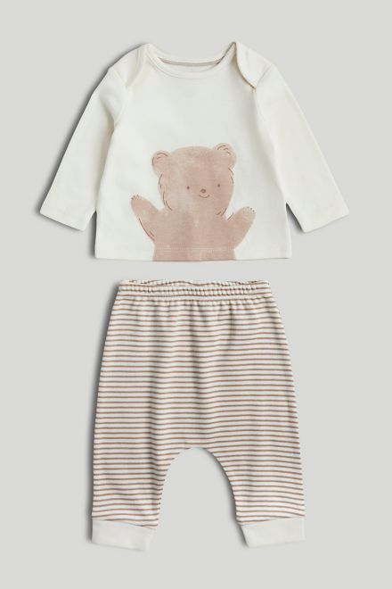 Mothercare / Комплект слип, боди 2 шт., брюки, лонгслив, фартук нагрудный, варежки-царапки и шапка унисекс
