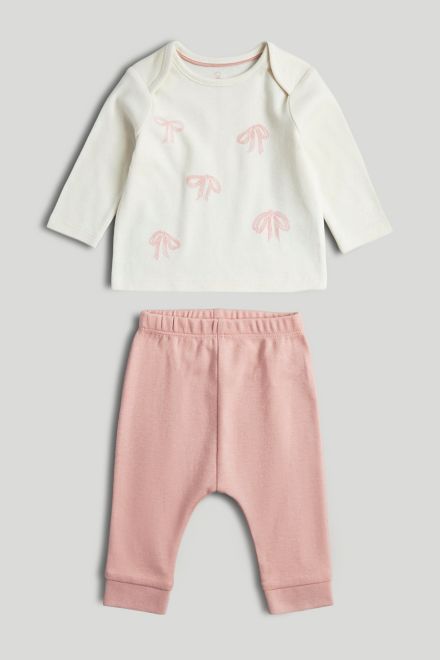 Mothercare / Комплект слип, боди 2 шт., брюки, лонгслив, фартук нагрудный, варежки-царапки и шапка для девочки