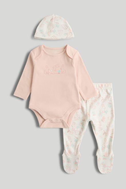 Mothercare / Комплект ползунки, боди и шапка для девочки