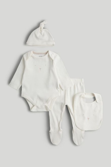 Mothercare / Комплект боди, ползунки, фартук нагрудный и шапка унисекс