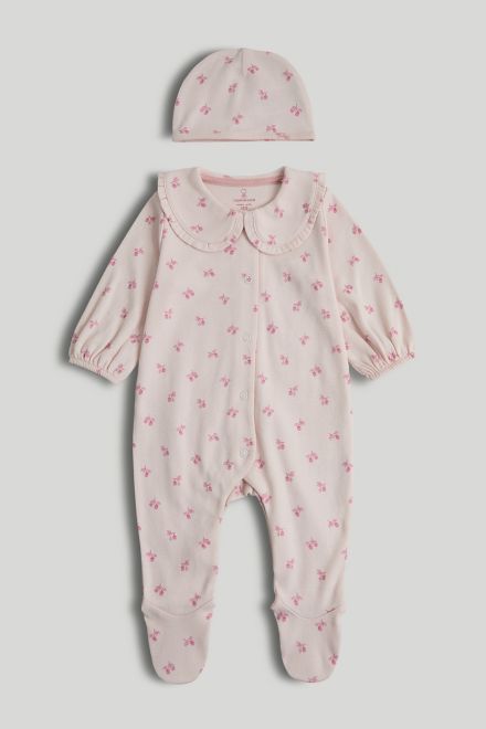 Mothercare / Комплект слип и шапка для девочки
