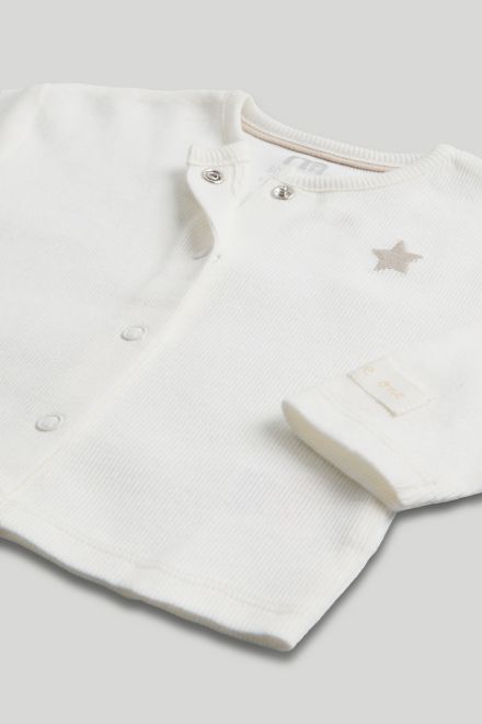 Mothercare / Комплект боди, брюки, кардиган, шапка, фартук нагрудный и варежки-царапки унисекс