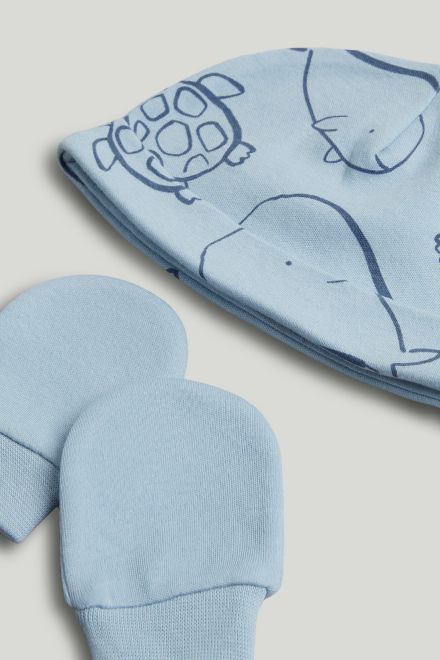 Mothercare / Комплект слип, боди 2 шт., брюки, лонгслив, фартук нагрудный, варежки-царапки и шапка для мальчика