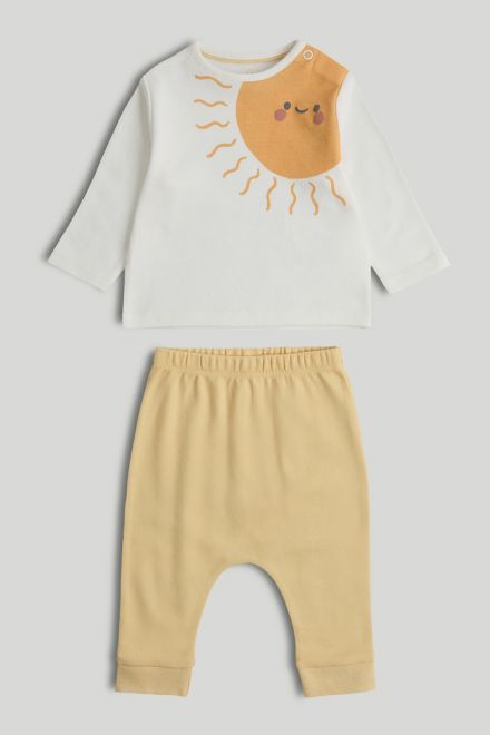 Mothercare / Комплект слип, боди 2 шт., брюки, лонгслив, фартук нагрудный, варежки-царапки и шапка унисекс
