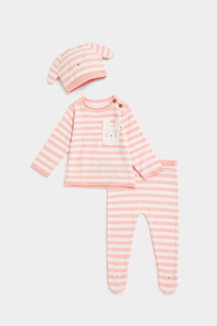 Mothercare / Комплект джемпер трикотажный, ползунки и шапка для девочки