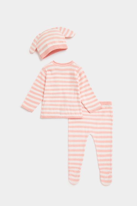 Mothercare / Комплект джемпер трикотажный, ползунки и шапка для девочки