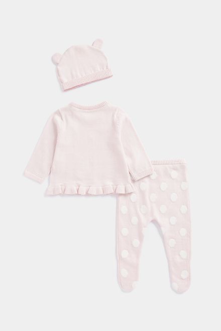 Mothercare / Комплект джемпер трикотажный, брюки и шапка для девочки