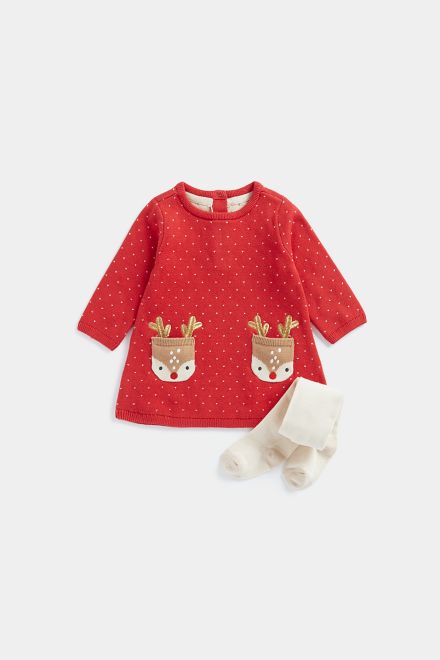 Mothercare / Комплект новогодний: платье и колготки для девочки