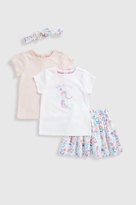 Mothercare / Комплект футболка, 2 шт., юбка, повязка для девочки