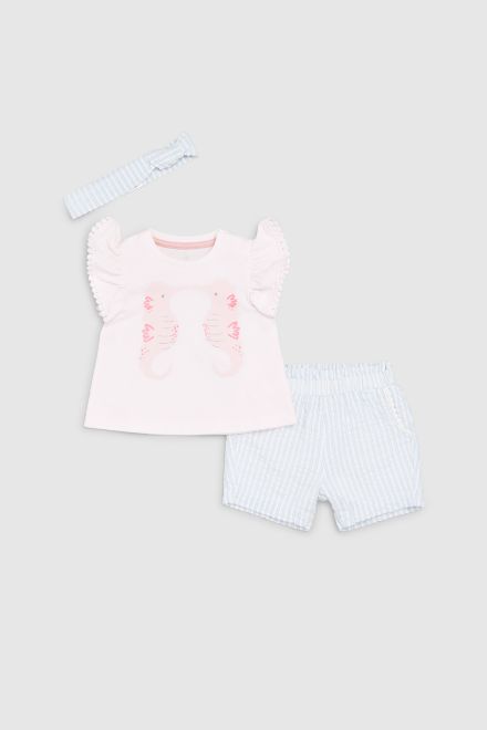 Mothercare / Комплект футболка, шорты и повязка на голову для девочки