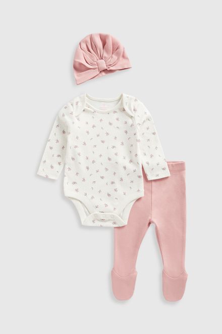 Mothercare / Комплект боди, ползунки и шапка для девочки