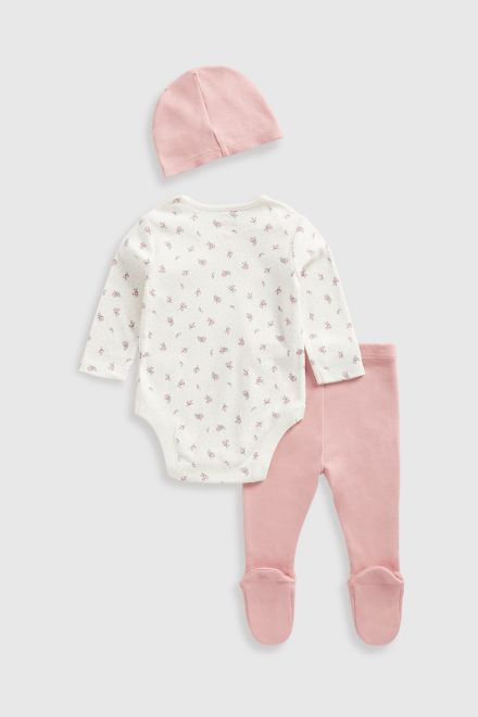Mothercare / Комплект боди, ползунки и шапка для девочки