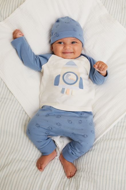 Mothercare / Комплект лонгслив, брюки и шапка для мальчика