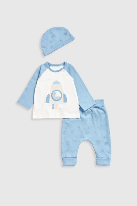 Mothercare / Комплект лонгслив, брюки и шапка для мальчика