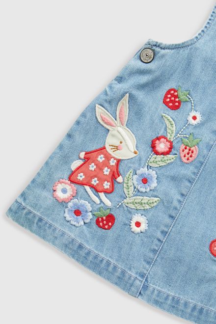 Mothercare / Комплект джемпер трикотажный, сарафан джинсовый и колготки для девочки