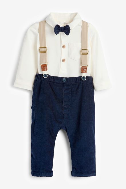 Next / Комплект боди, брюки, галстук-бабочка и подтяжки для мальчика