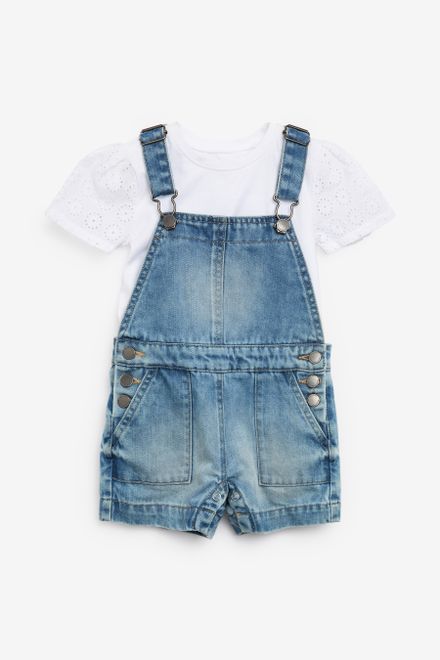 Next / Комплект футболка и полукомбинезон джинсовый для девочки - фото 5