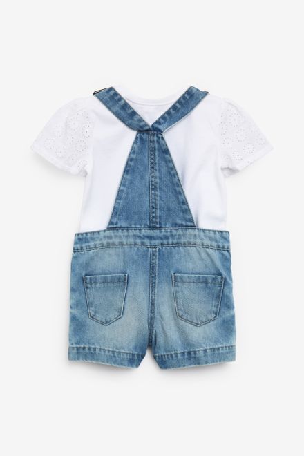 Next / Комплект футболка и полукомбинезон джинсовый для девочки - фото 6