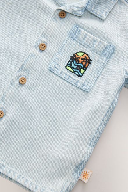 Next / Рубашка джинсовая с принтом на спине для мальчика