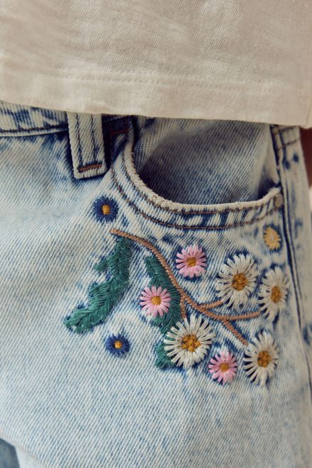 Next / Джинсы с вышивкой для девочки - фото 2