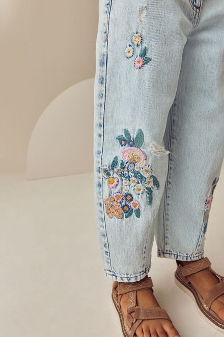 Next / Джинсы с вышивкой для девочки - фото 4