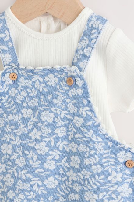 Next / Комплект боди и полукомбинезон джинсовый для девочки - фото 10