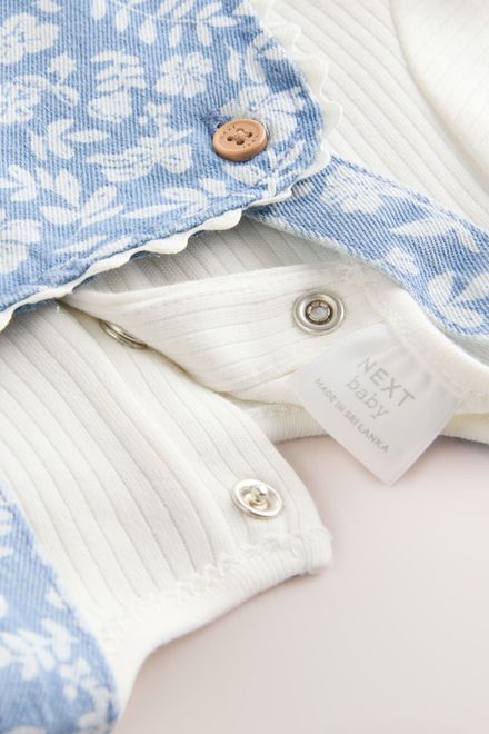 Next / Комплект боди и полукомбинезон джинсовый для девочки - фото 11