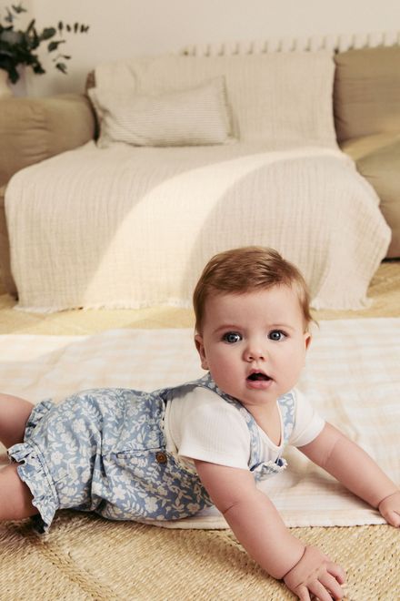 Next / Комплект боди и полукомбинезон джинсовый для девочки - фото 3