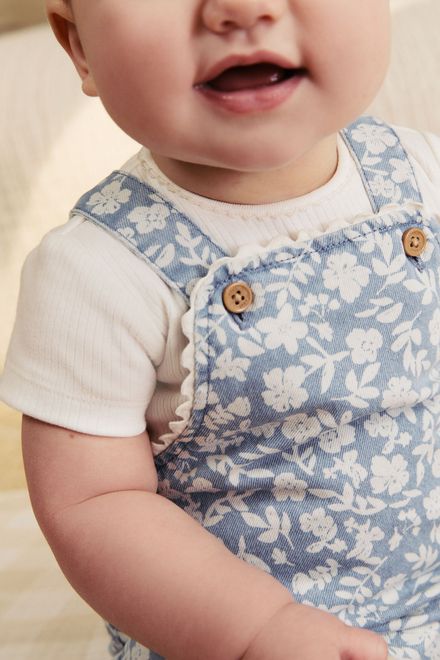 Next / Комплект боди и полукомбинезон джинсовый для девочки - фото 6