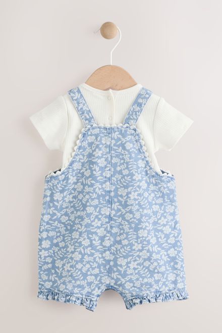 Next / Комплект боди и полукомбинезон джинсовый для девочки - фото 9