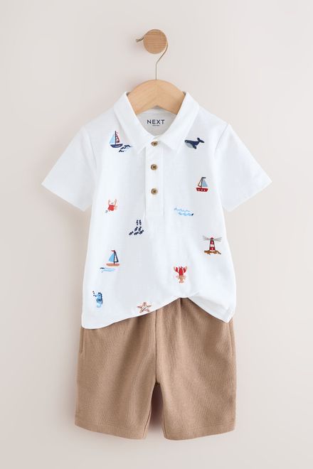 Next / Комплект поло с коротким рукавом и шорты для мальчика - фото 7