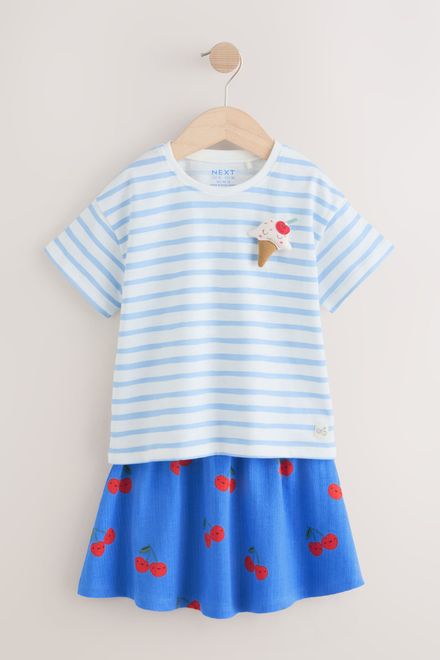 Next / Комплект футболка и юбка с принтом для девочки - фото 5