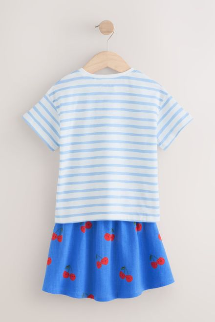 Next / Комплект футболка и юбка с принтом для девочки - фото 7