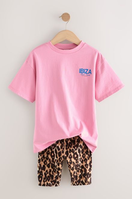 Next / Комплект футболка и велосипедки с принтом для девочки - фото 6