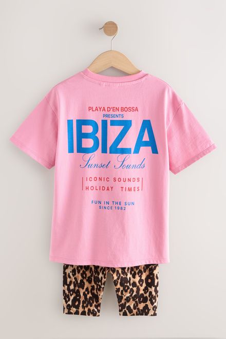 Next / Комплект футболка и велосипедки с принтом для девочки - фото 7