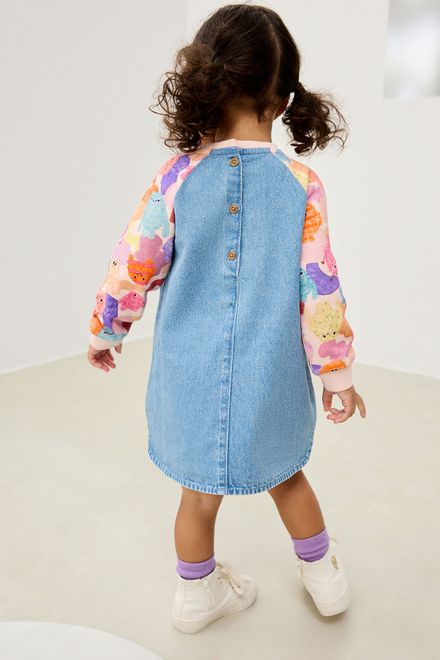 Next / Платье джинсовое с трикотажными рукавами для девочки